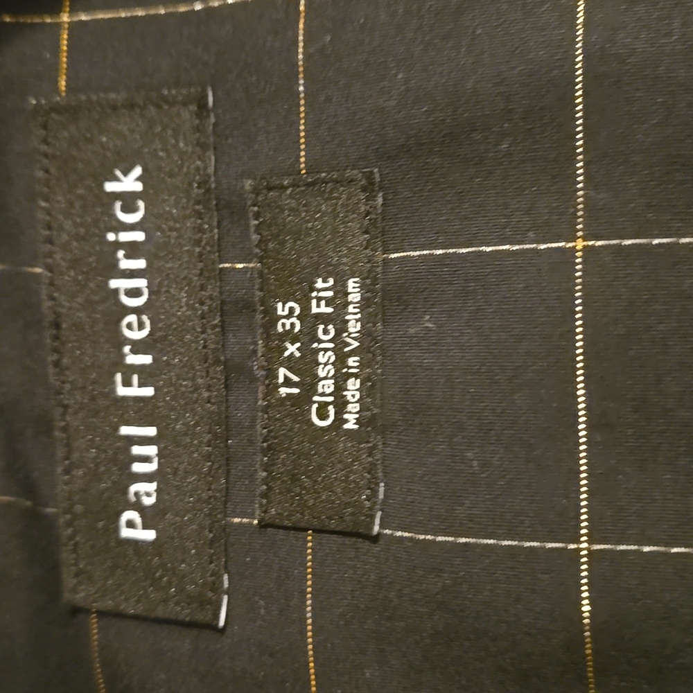 Paul Fredrick Black and Gold Grid Shirt